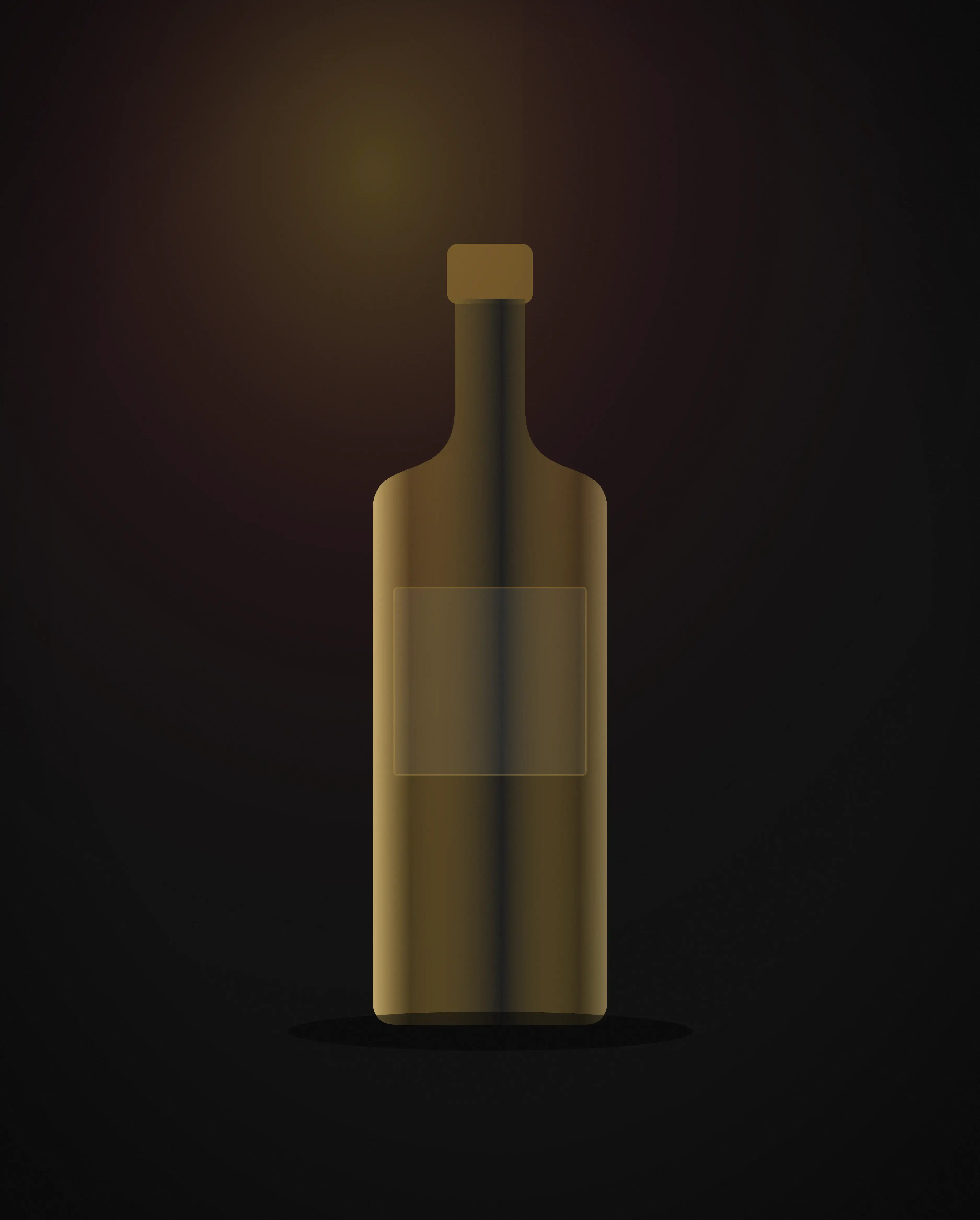 A dark rum bottle with a warm highlight down one side against near-black