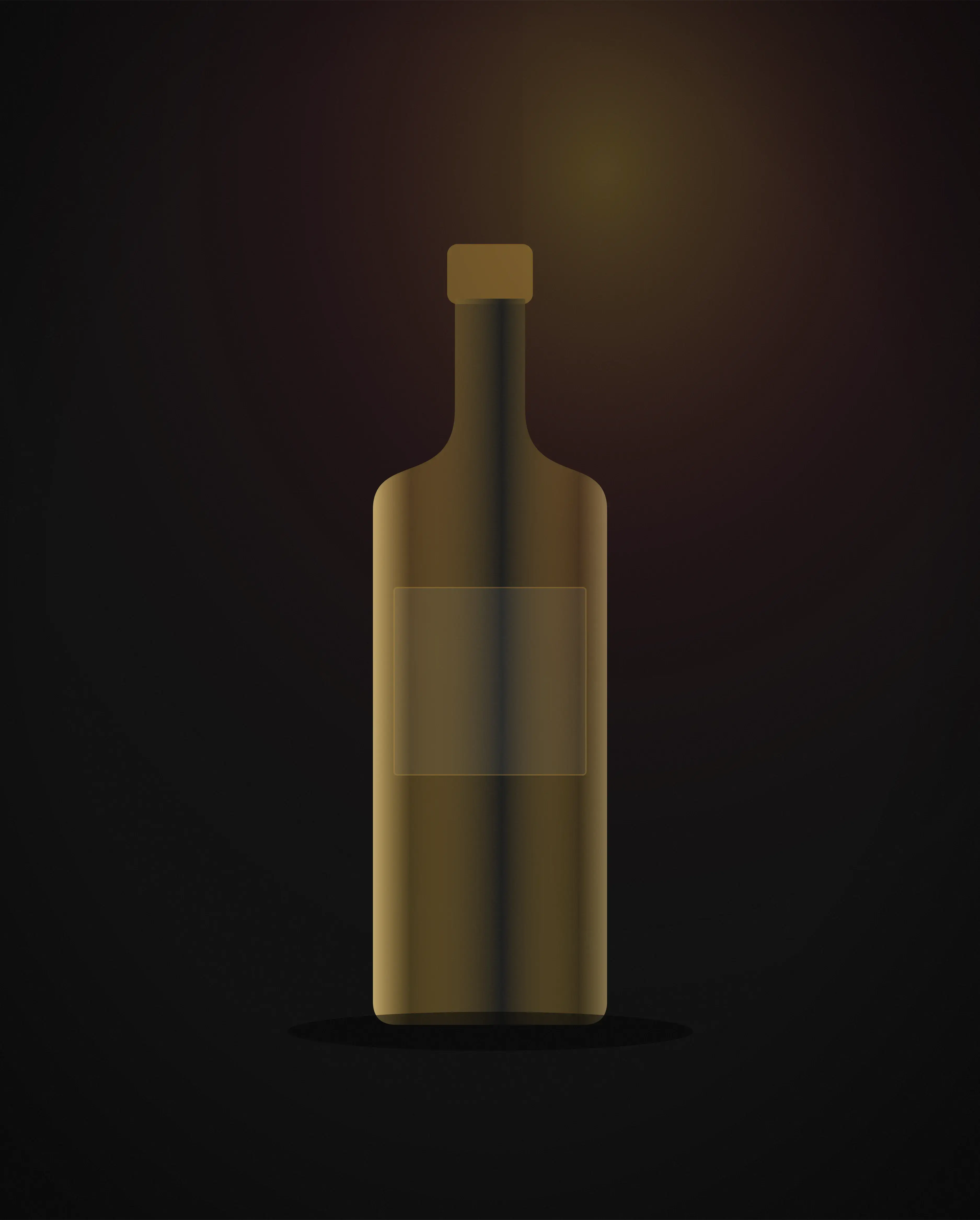 A spiced rum bottle backlit in amber against a deep charcoal background