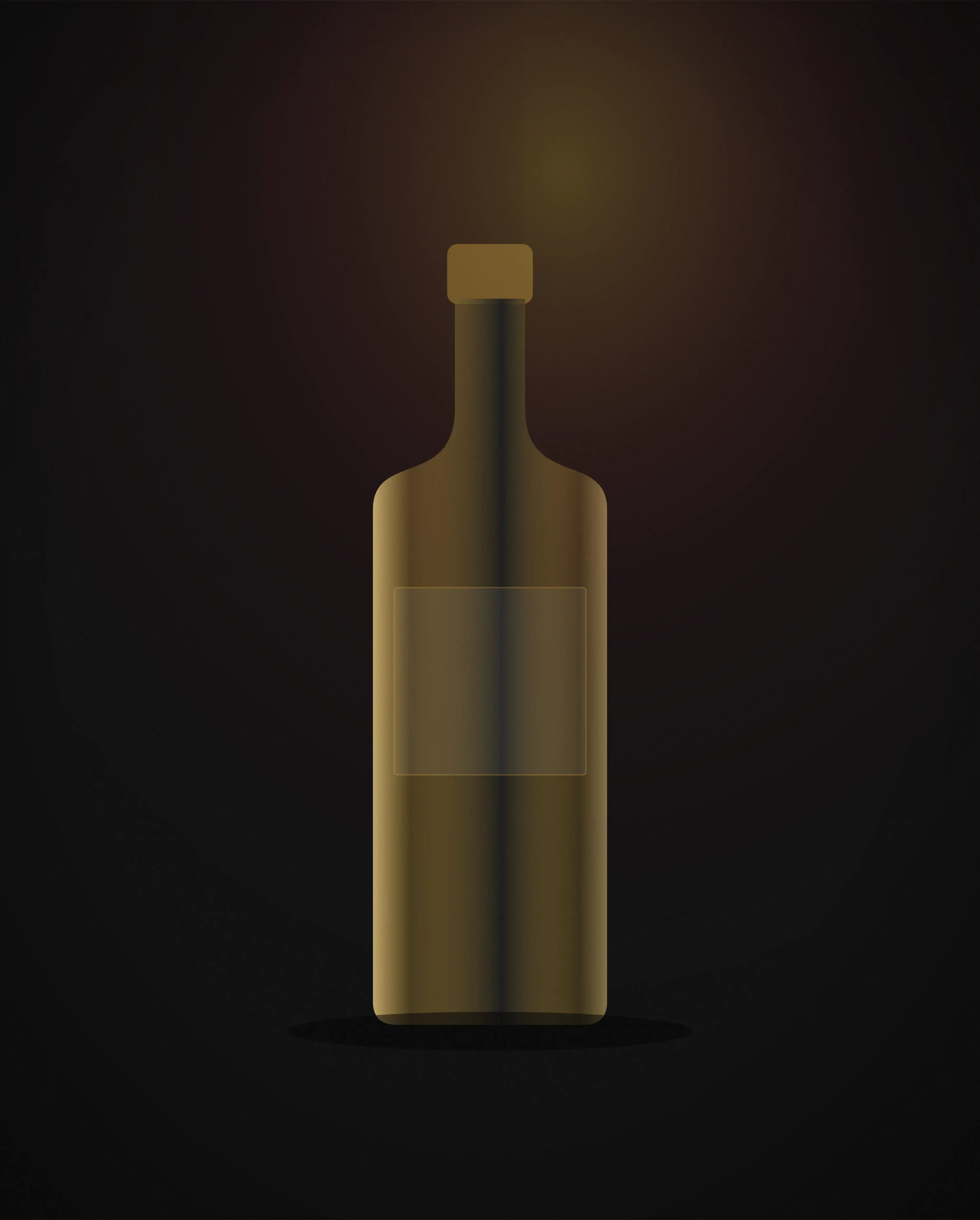 A blended whisky bottle photographed on a dark backdrop with a gold rim light